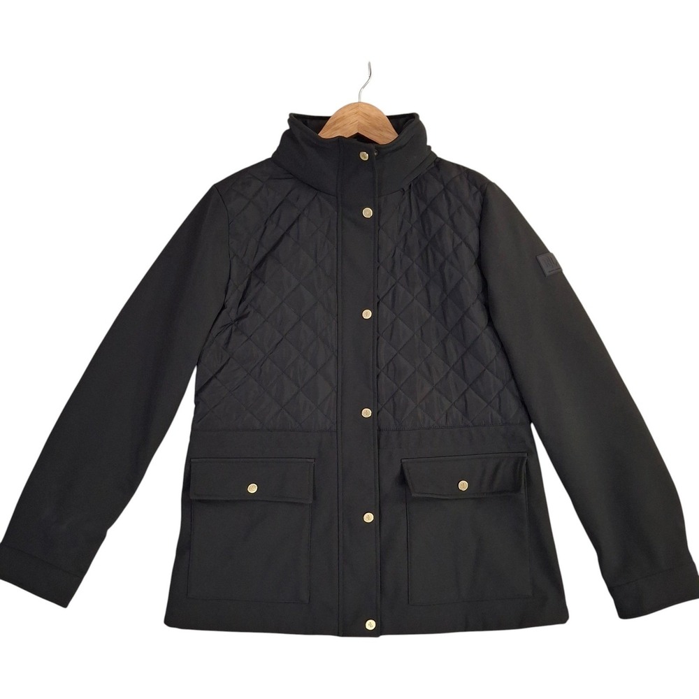 Lauren Ralph Lauren Quilted Softshell Snap Jacket Womens Small Pettite SP Black